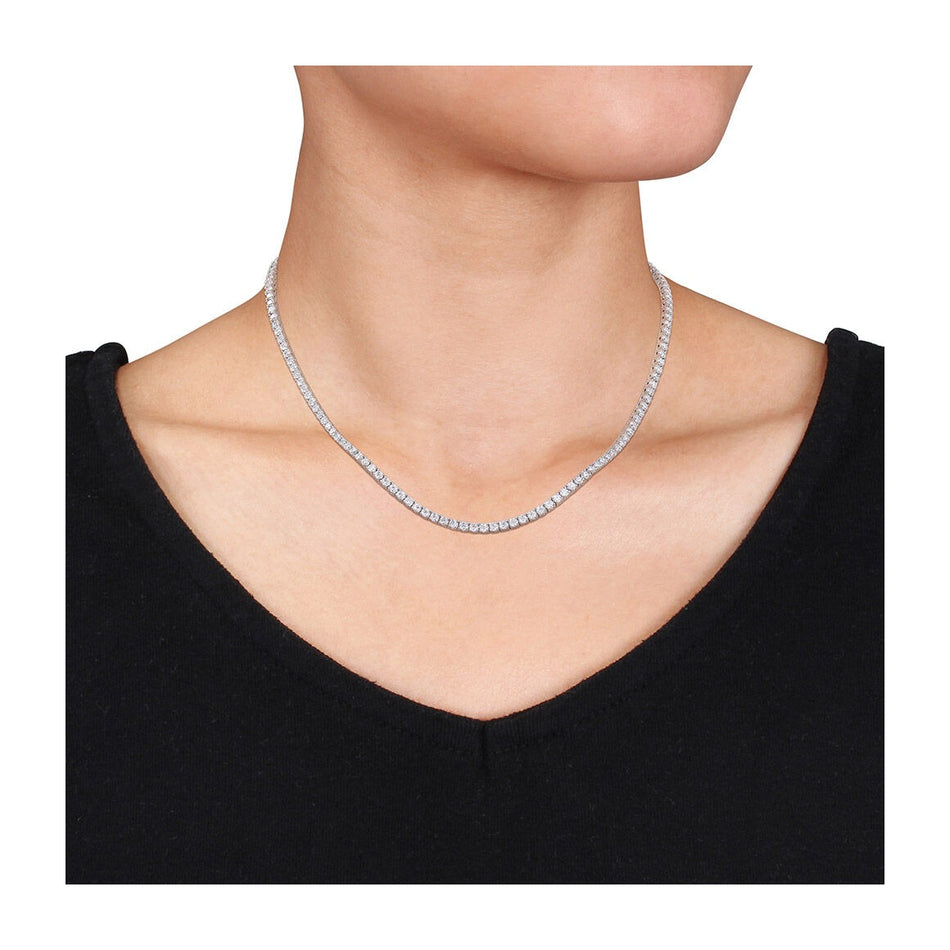 12.5 Carat DEW Created Moissanite Tennis Necklace in 14K Gold Overlay
