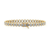 14.00 ctw Bezel-Set Lab Created Oval Sapphire Tennis Bracelet in 14K Yellow Gold Overlay