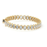 14.00 ctw Bezel-Set Lab Created Oval Sapphire Tennis Bracelet in 14K Yellow Gold Overlay