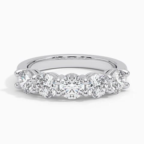 AGI Certified 1.00 CTW Round Lab Grown Diamond Five Stone Eternity Band Ring in 14K Gold Over .925 Sterling