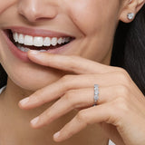 AGI Certified 1.00 CTW Round Lab Grown Diamond Five Stone Eternity Band Ring in 14K Gold Over .925 Sterling
