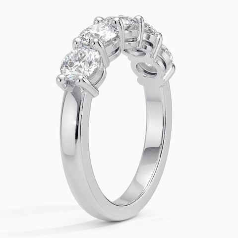 AGI Certified 1.00 CTW Round Lab Grown Diamond Five Stone Eternity Band Ring in 14K Gold Over .925 Sterling
