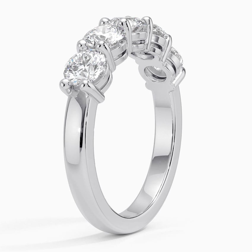 AGI Certified 1.00 CTW Round Lab Grown Diamond Five Stone Eternity Band Ring in 14K Gold Over .925 Sterling