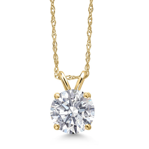 1 Ctw Round Lab Grown Diamond Pendant Necklace in 14K Gold | AGI Certified | E-F Color, VS1-VS2 Clarity | 18 Inch Chain