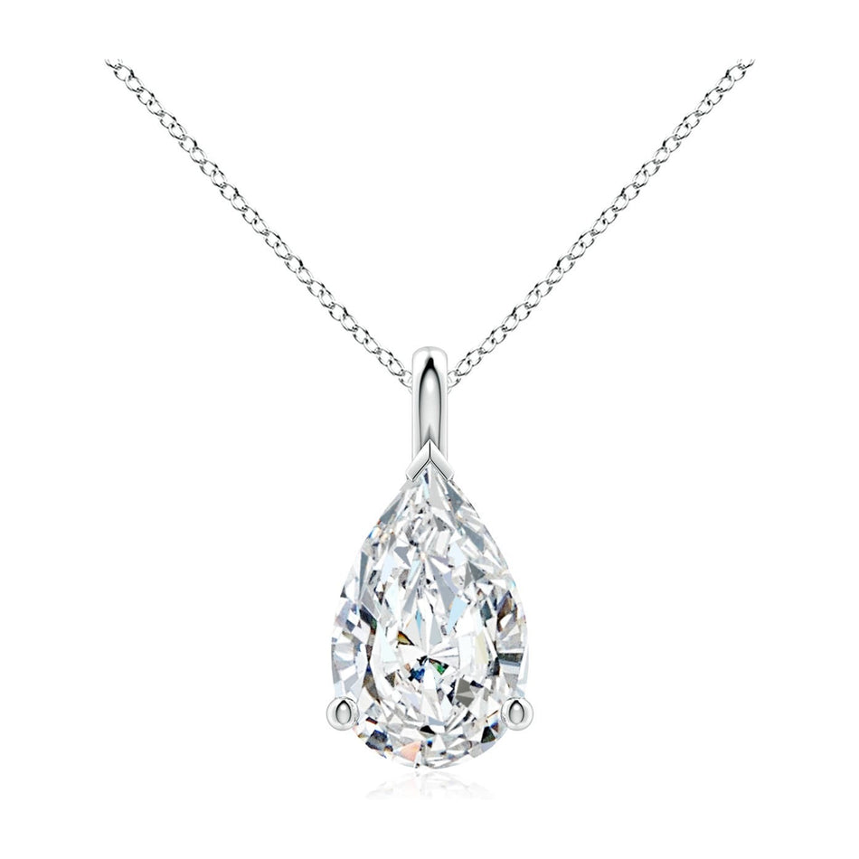 2 CTW Created White Sapphire Pear Floating Solitaire Pendant in Sterling Silver