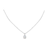 2 CTW Created White Sapphire Pear Floating Solitaire Pendant in Sterling Silver