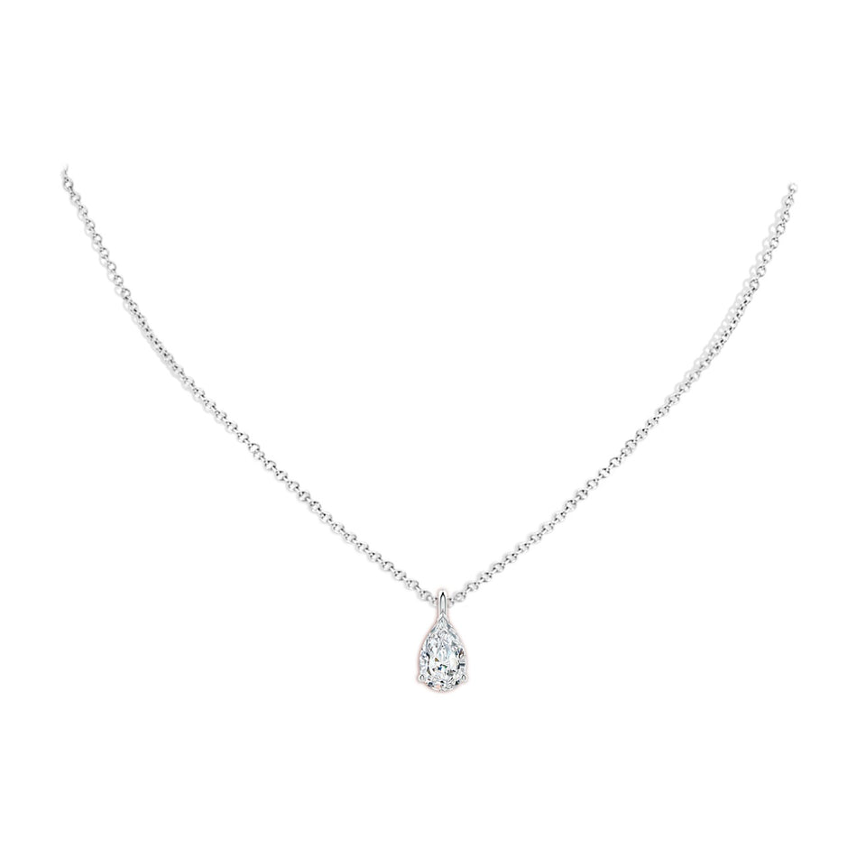 2 CTW Created White Sapphire Pear Floating Solitaire Pendant in Sterling Silver
