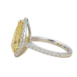 AGI Certified 2.50 CTW Fancy Yellow Pear Cut Lab Grown Diamond Halo Engagement Ring in 14K White Gold