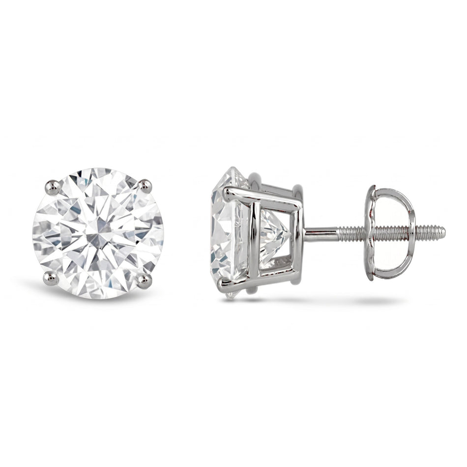 AGI Certified 2.50 CTW Lab Grown Diamond Screw Back Stud Earrings in 14K White Gold