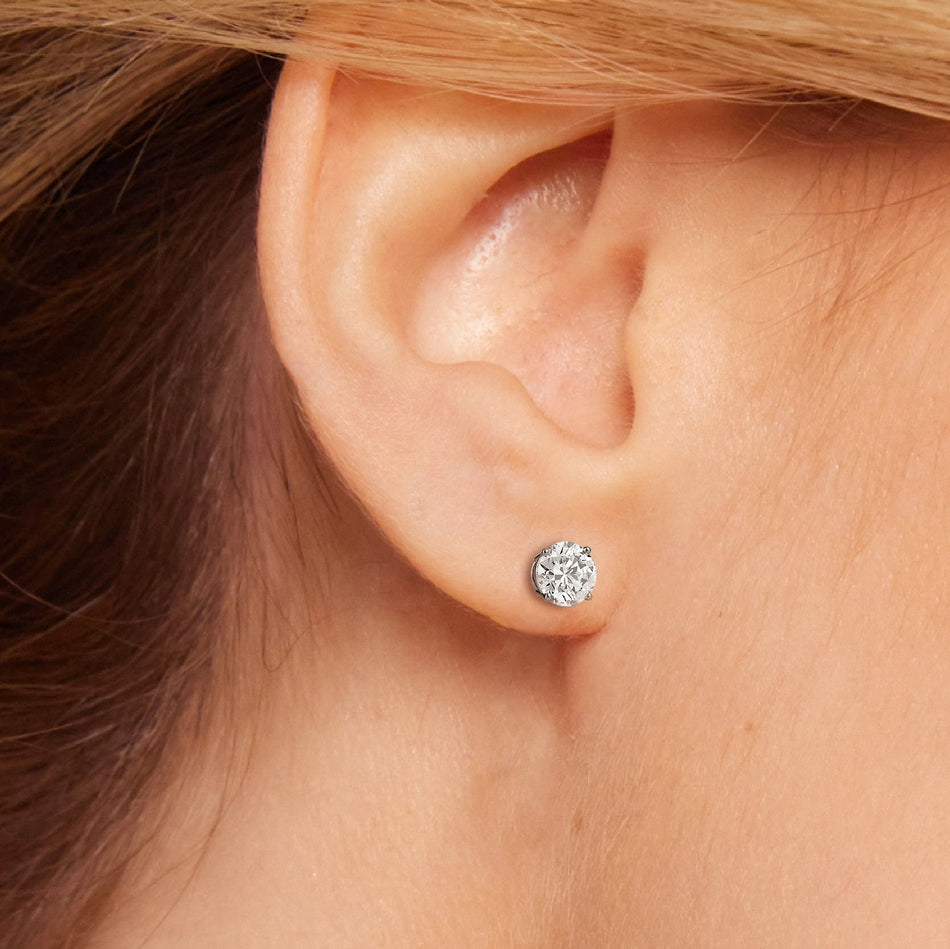 AGI Certified 2.50 CTW Lab Grown Diamond Screw Back Stud Earrings in 14K White Gold