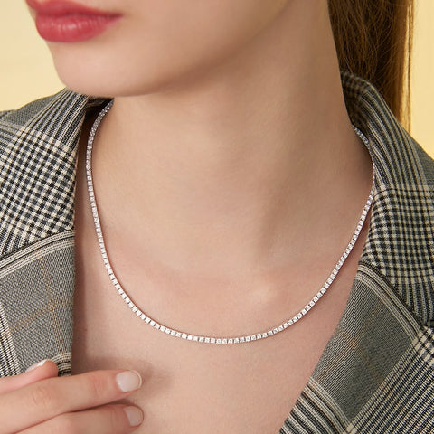 8.00 CTW AGI Certified Lab Grown Diamond Tennis Necklace in 14K White or Yellow Gold (F/VS)