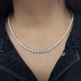 20 CT Created White Sapphire Graduated Tennis Necklace – 14K Yellow Gold Overlay