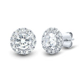 2 CTW AGI Certified Lab Grown Diamond Halo Earrings in 14K White Gold