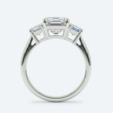2.00 CTW AGI E/F VS Certified Emerald Cut Lab Grown Diamond Three-Stone Engagement Ring