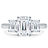 2.00 CTW AGI E/F VS Certified Emerald Cut Lab Grown Diamond Three-Stone Engagement Ring