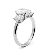 2.00 CTW AGI E/F VS Certified Emerald Cut Lab Grown Diamond Three-Stone Engagement Ring