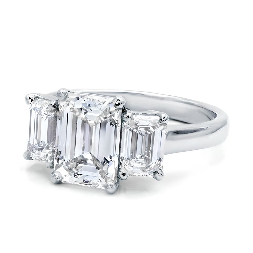 2.00 CTW AGI Certified E/F VS Emerald Cut Lab Diamond Ring | 14K Gold ...