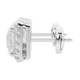 2.00 CTW Princess Cut Created White Sapphire Halo Stud Earrings in 14K White Gold Overlay