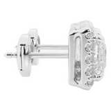 2.00 CTW Princess Cut Created White Sapphire Halo Stud Earrings in 14K White Gold Overlay