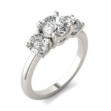 2 CTW AGI Certified Lab Grown Diamond (G-VS) Three Stone Engagement Ring in Choice of 14K Yellow or 14k White Gold