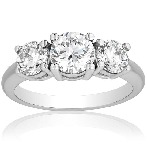 2 CTW AGI Certified Lab Grown Diamond (G-VS) Three Stone Engagement Ring in Choice of 14K Yellow or 14k White Gold