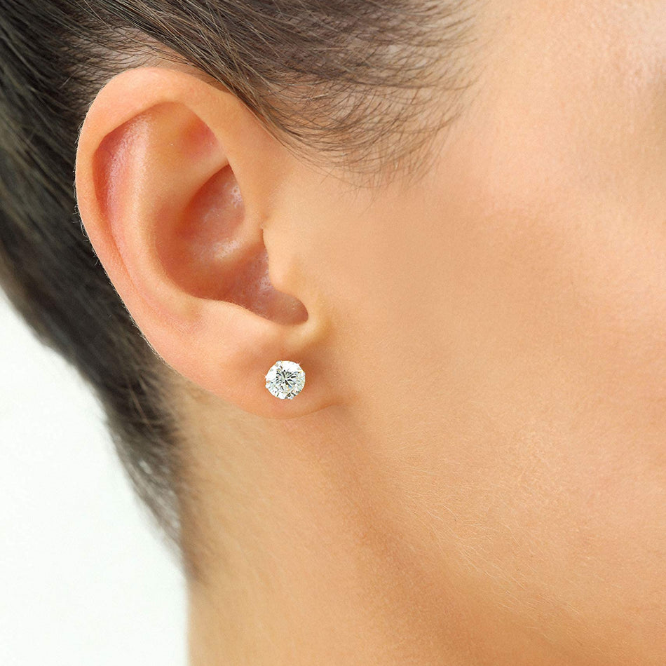 2.00 CTW AGI Certified Lab-Grown Diamond Stud Earrings in Solid 14K Gold – E Color, VS Clarity
