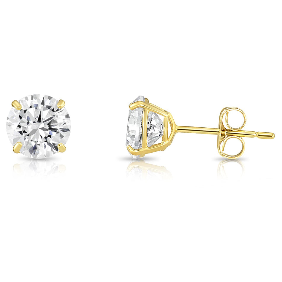 2.00 CTW AGI Certified Lab-Grown Diamond Stud Earrings in Solid 14K Gold – E Color, VS Clarity