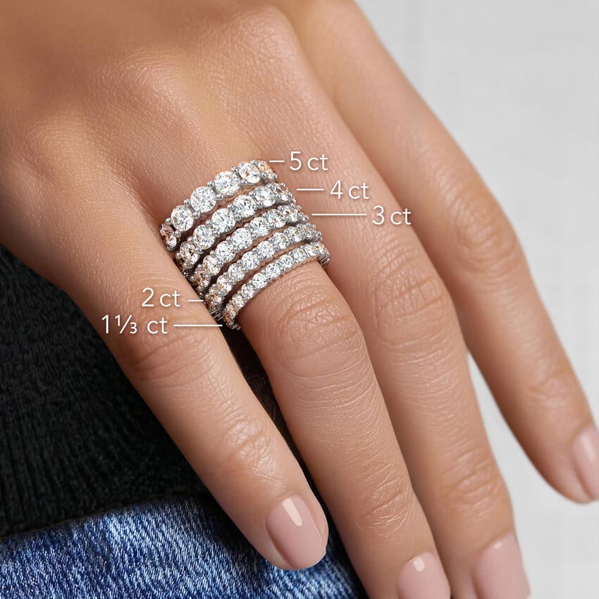 2.00 CTW Round Lab Grown Diamond Eternity Band 18kt Gold over Sterling