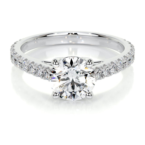 AGI Certified 3.00 CTW Round Brilliant Lab Diamond Channel Set Engagement Ring in 14K White Gold
