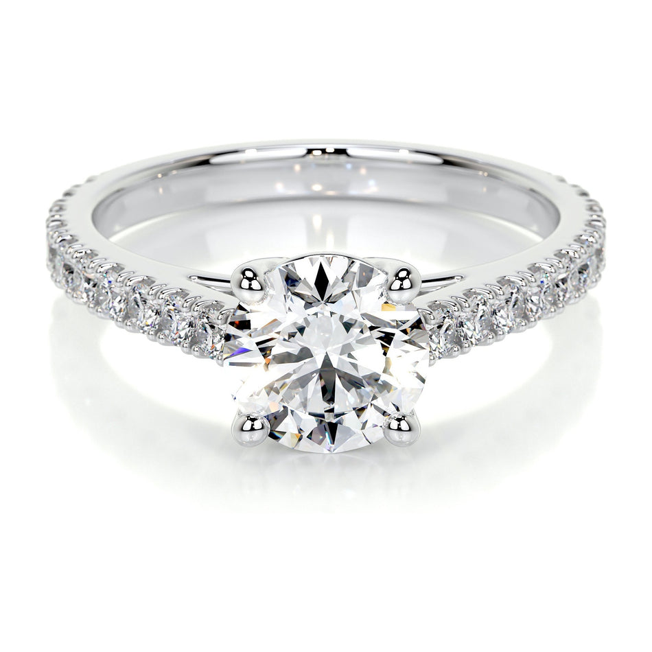 AGI Certified 3.00 CTW Round Brilliant Lab Diamond Channel Set Engagement Ring in 14K White Gold