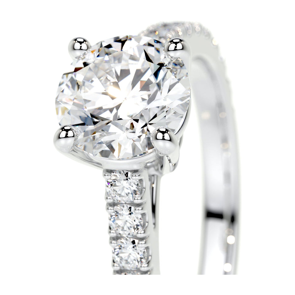 AGI Certified 3.00 CTW Round Brilliant Lab Diamond Channel Set Engagement Ring in 14K White Gold