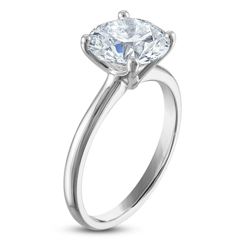 3.50 CTW Round Lab-Grown Diamond Solitaire Engagement Ring in 14K White Gold (F/VS, AGI Certified)