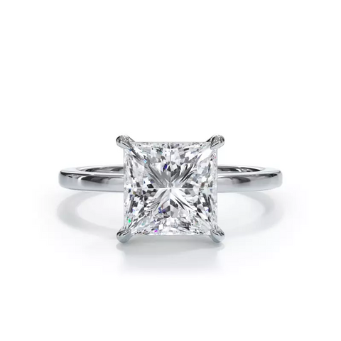 AGI Certified 3 CTW Lab Grown Diamond Solitaire Engagement Ring – Round, Asscher, Emerald, or Princess Cut – G-VS Clarity, 14K White Gold
