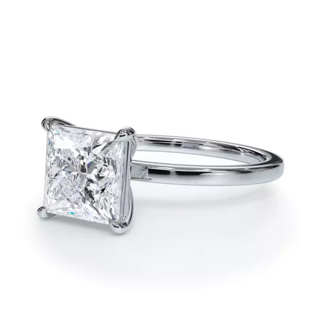 AGI Certified 3 CTW Lab Grown Diamond Solitaire Engagement Ring – Round, Asscher, Emerald, or Princess Cut – G-VS Clarity, 14K White Gold