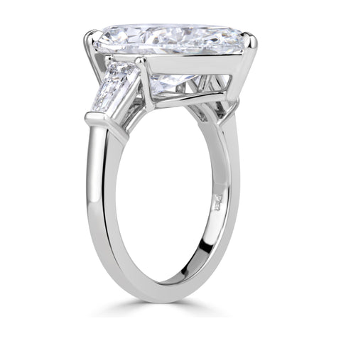 AGI Certified 4.65 CTW Pear Shaped Lab Grown Diamond Engagement Ring with Tapered Baguette Side Stones
