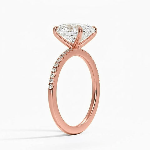 4.50 CTW AGI Certified Oval Lab Grown Diamond Solitaire Engagement Ring with Pave Band in 14K Gold