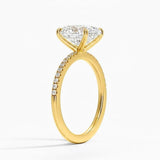 4.50 CTW AGI Certified Oval Lab Grown Diamond Solitaire Engagement Ring with Pave Band in 14K Gold