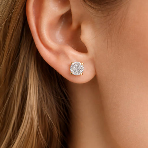 AGI Certified 2.00 CTW Lab Grown Diamond (G/VS) Stud Earrings in 14K Yellow or White Gold