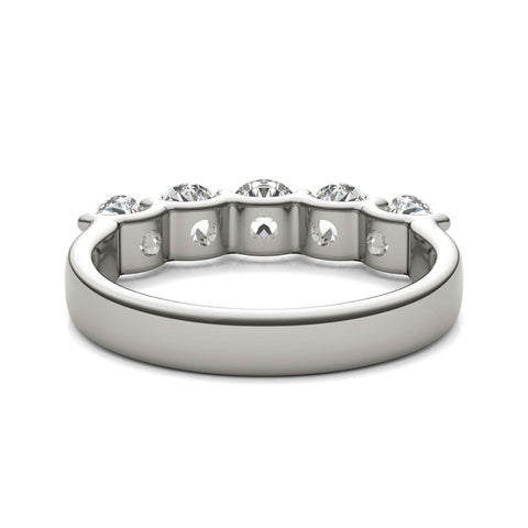 AGI Certified 1 1/4 CTW Round Lab Grown Diamond (G/VS) Five Stone Anniversary Band in 14K White Gold