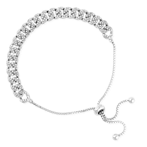 7mm Created Moissanite Miami Cuban Link Bracelet in 14K White Gold Overlay