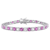 6.00 CTW Lab Created Pink & White Sapphire Tennis Bracelet in .925 Sterling Silver – 7.25"