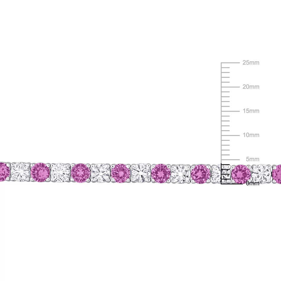 6.00 CTW Lab Created Pink & White Sapphire Tennis Bracelet in .925 Sterling Silver – 7.25"
