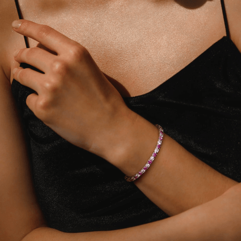 6.00 CTW Lab Created Pink & White Sapphire Tennis Bracelet in .925 Sterling Silver – 7.25"