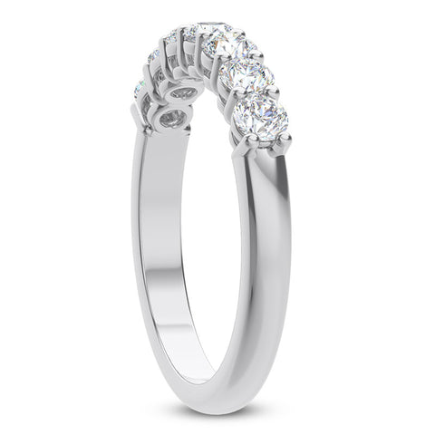 AGI Certified 2.00 CTW 7-Stone Lab Grown Diamond Anniversary Ring F/VS1 in 14K Gold Over Sterling Silver