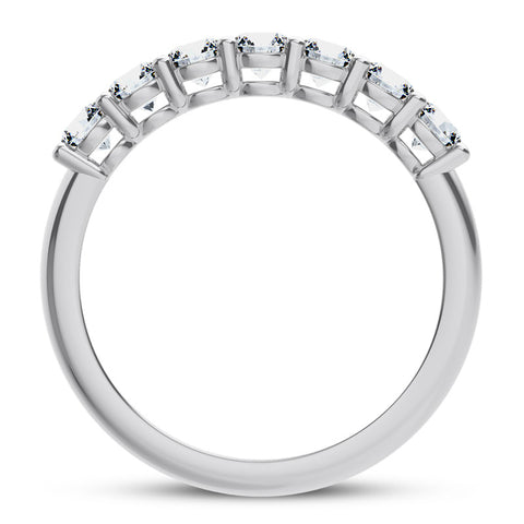 AGI Certified 2.00 CTW 7-Stone Lab Grown Diamond Anniversary Ring F/VS1 in 14K Gold Over Sterling Silver