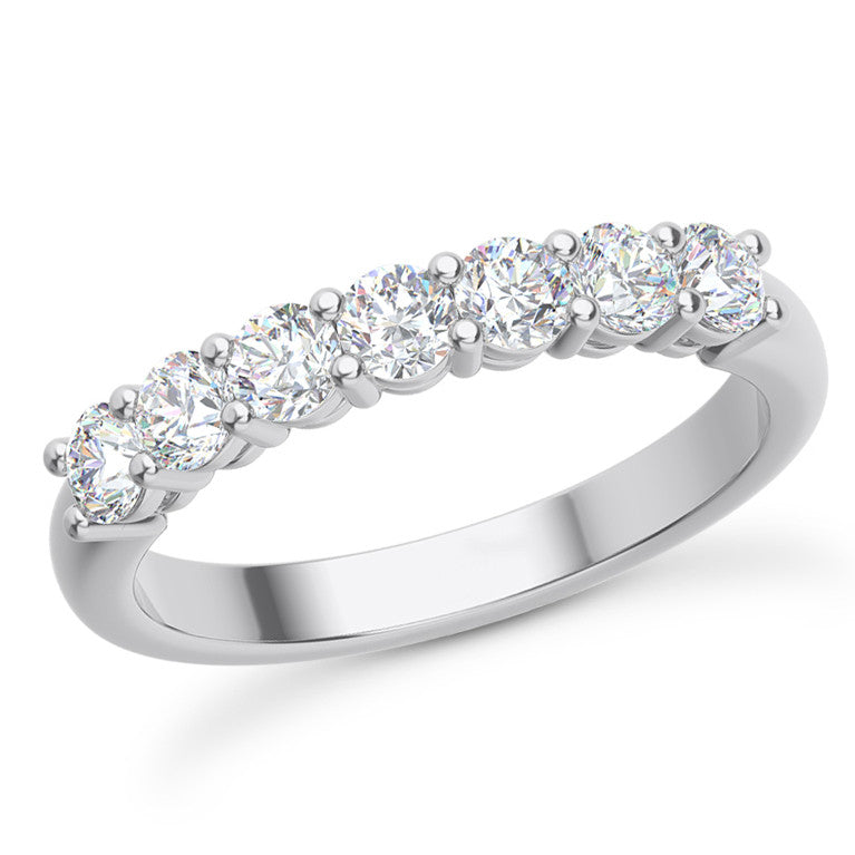AGI Certified 2.00 CTW 7-Stone Lab Grown Diamond Anniversary Ring F/VS1 in 14K Gold Over Sterling Silver