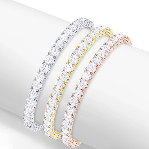6ctw Created Moissanite Tennis Bracelet - 3mm Stones - 14K Gold Overlay in White, Yellow or Rose Gold