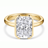 AGI Certified 7.00 CTW F/VS Radiant Cut Lab Diamond Half Bezel Solitaire Engagement Ring in 14K Yellow Gold