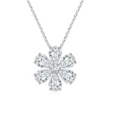 AGI Certified 4.38 CTW E/F VS Lab-Grown Diamond Flower Cluster Pendant in 14K White Gold