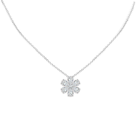 AGI Certified 4.00 CTW E/F VS Lab-Grown Diamond Flower Cluster Pendant in 14K White Gold